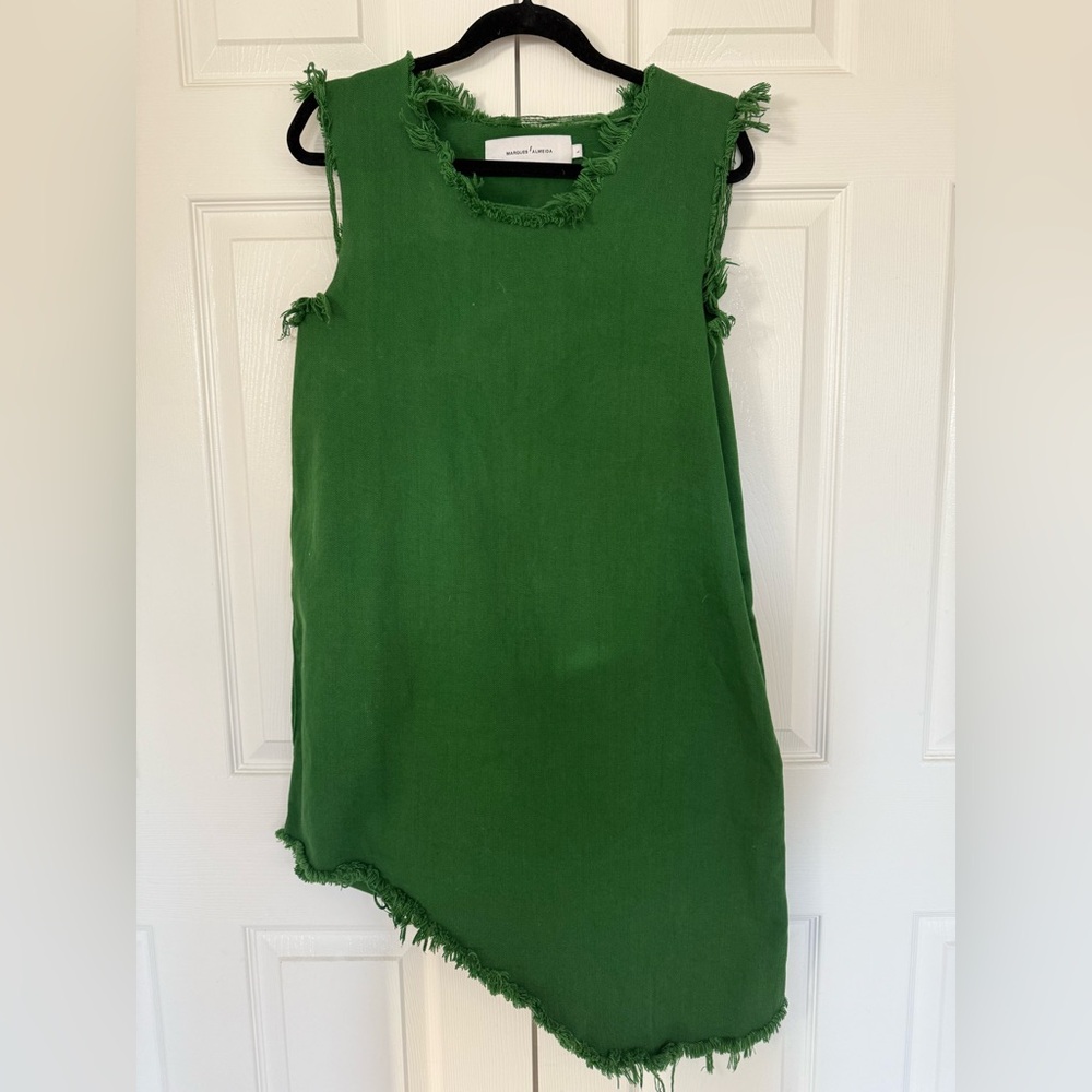 Marques Almeda Green Denim Asymmetric Dress